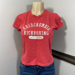 Vintage Abercrombie And Fitch Tee Shirt Kickboxing 90's Y2K Red Strike Bee